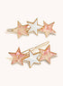 Marbelized Star Trio Clip - Colors: Pink Irridescent Sparkle & Mother of Pearl White